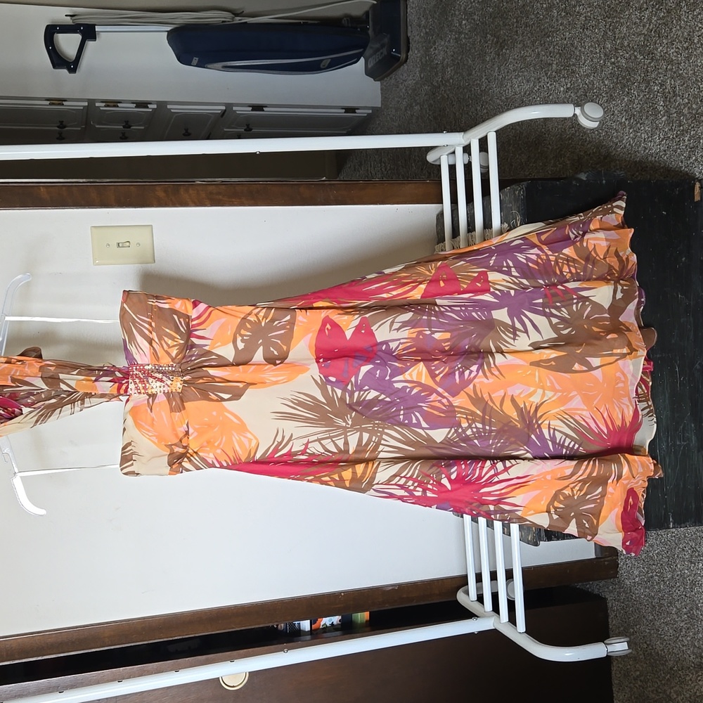 BCBG Tropical print halter dress